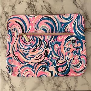 Lilly Pulitzer Pink and Blue  Flamingo Swirl Laptop Bag New